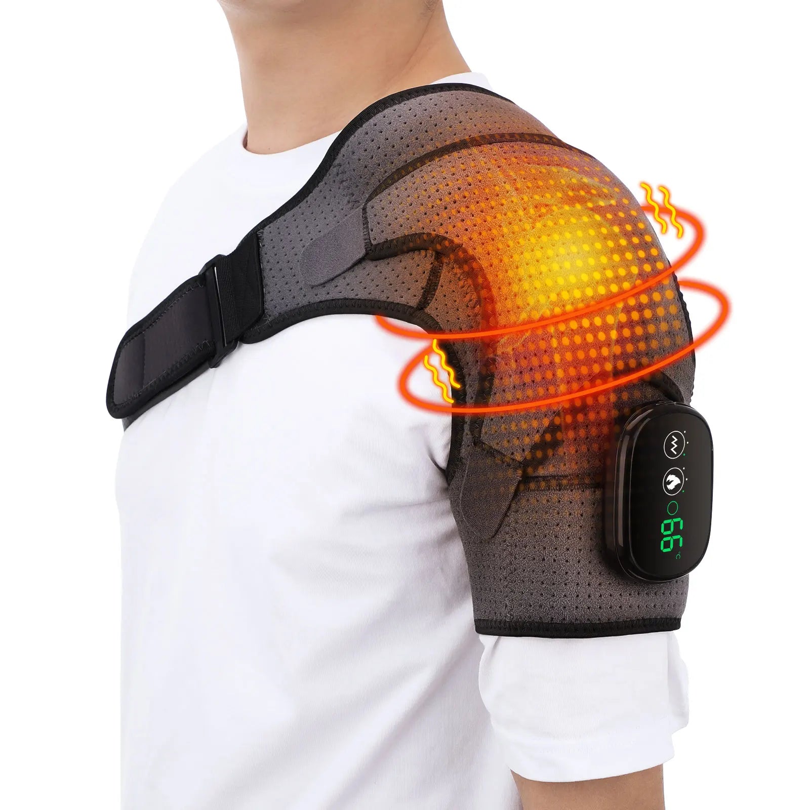 Electric Heating Shoulder Massage Brace Belt Arthritis Relief Pain Infrared Therapy Vibrator Neck Back Heated Massager Pad Wrap