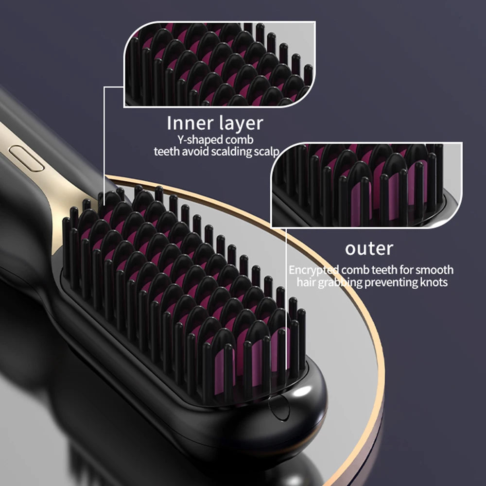 Wireless Hair Straightener Professional Quick Heated Electric Comb Personal Care Multifunctional Hairstyle Brush Salon Hair