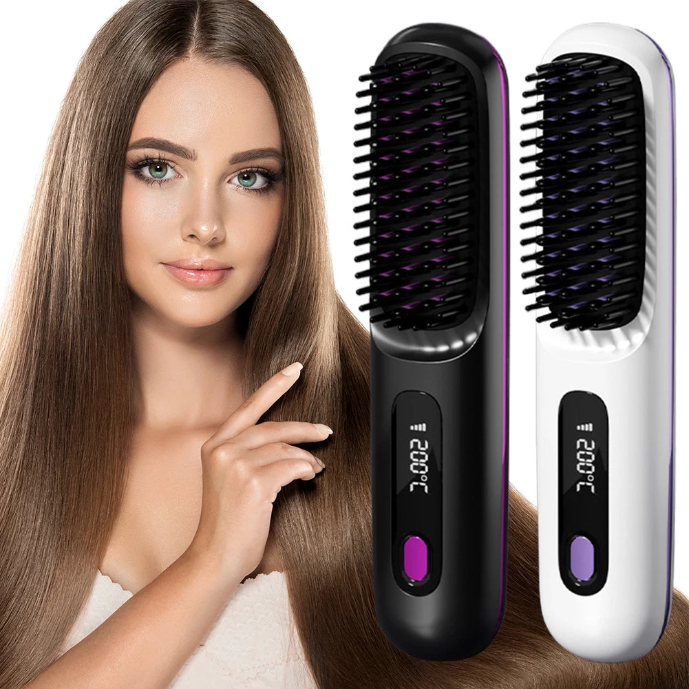 Electric Negative Ions Ceramic Hot Comb 3 Setting Smoothing Negative Ion Hair Care Comb Anti-Scald Ionic Hot Comb Straightener