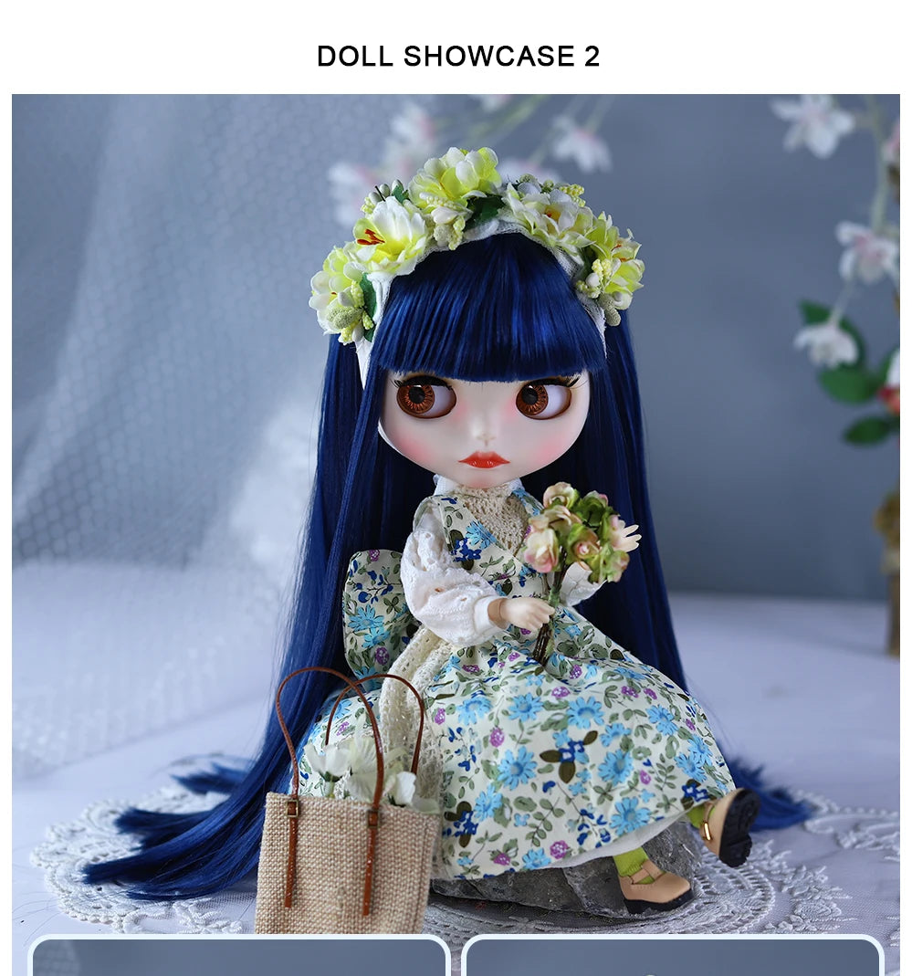 ICY DBS Blyth Doll BJD Joint Body White Skin Blue Hair Set Doll 1/6 30cm Girl Gift Anime SD