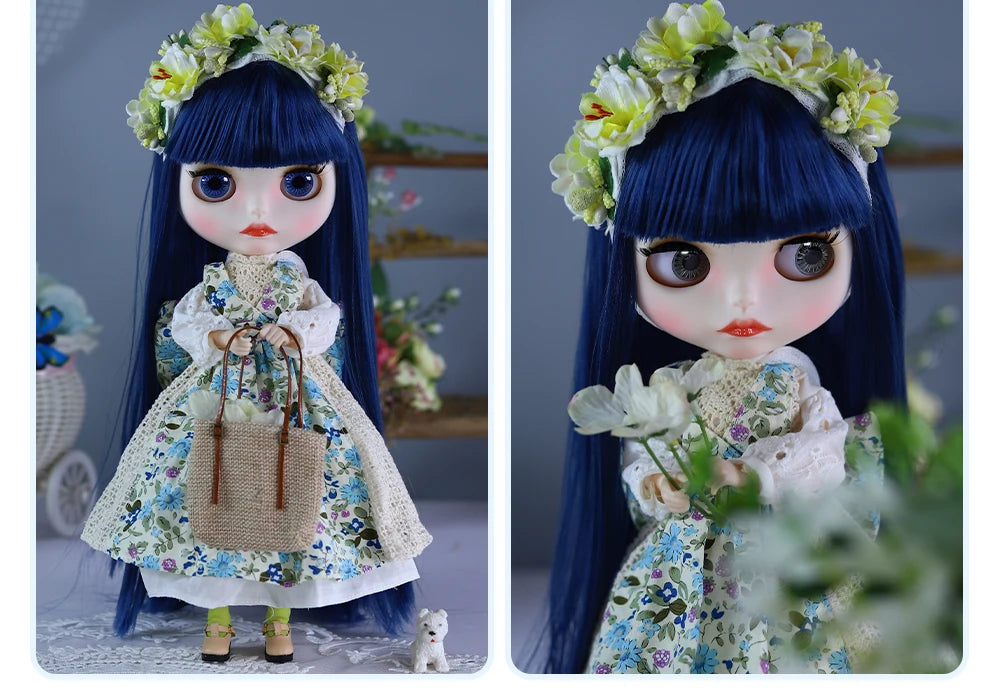 ICY DBS Blyth Doll BJD Joint Body White Skin Blue Hair Set Doll 1/6 30cm Girl Gift Anime SD