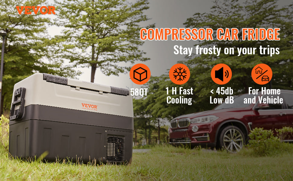 VEVOR 55L Car Refrigerator Mini Fridge Freezer Portable Compressor Cooler Ice Box Keep Cool for Camping Travelling