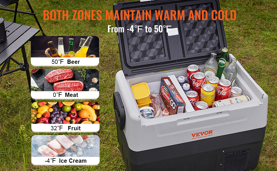 VEVOR 55L Car Refrigerator Mini Fridge Freezer Portable Compressor Cooler Ice Box Keep Cool for Camping Travelling