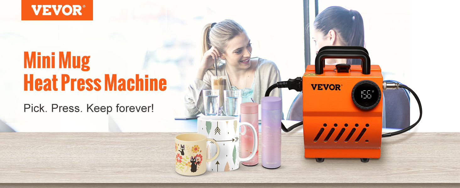 VEVOR 11oz-15oz Mug Heat Press Mini Gift Ceramic Cup Presser Tumbler DIY Handheld Sublimation Blanks Auto Printing Machine