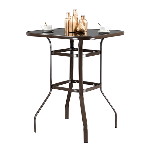 Elegant Wrought Iron & Glass High Bar Table for Patio and Dining Spaces