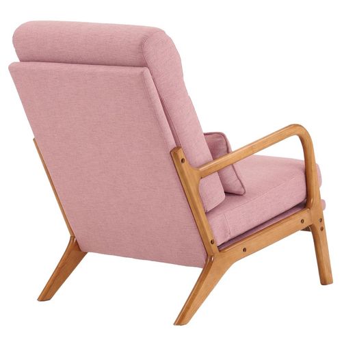 Chic Pink High Back Solid Wood & Iron Armchair - Modern Indoor Leisure Chair