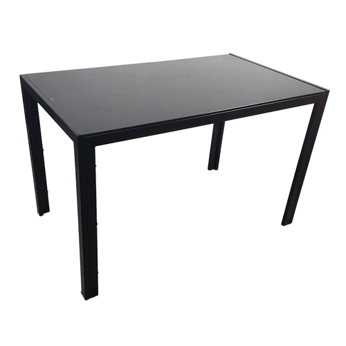 Stylish Black Tempered Glass & Iron Dining Table for Four - Easy Assembly