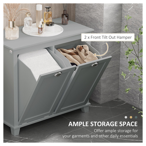 Stylish Tilt-Out Laundry Sorter Cabinet - Smart Bathroom Storage Solution!