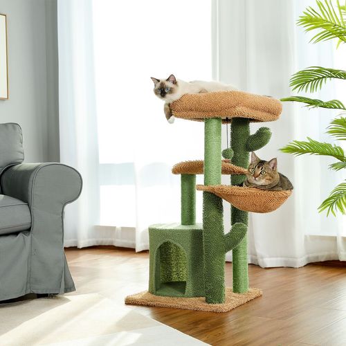 Chic Cactus Cat Tree: Cozy Condo, Plush Perches & Scratching Post