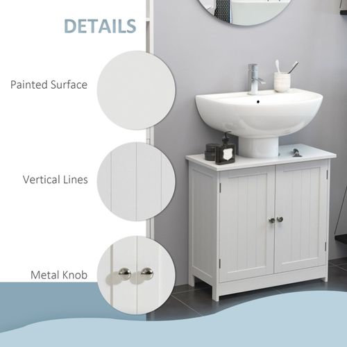 Stylish White Bathroom Cabinet with Adjustable Shelf and Dual Doors