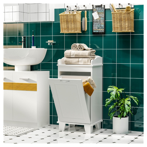 Versatile White Home Organizer: Stylish Bathroom Storage & Laundry Hamper