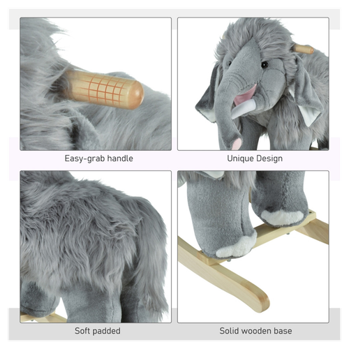 Soft Plush Mammoth Rocking Toy for Toddlers 18-36 Months with Sounds