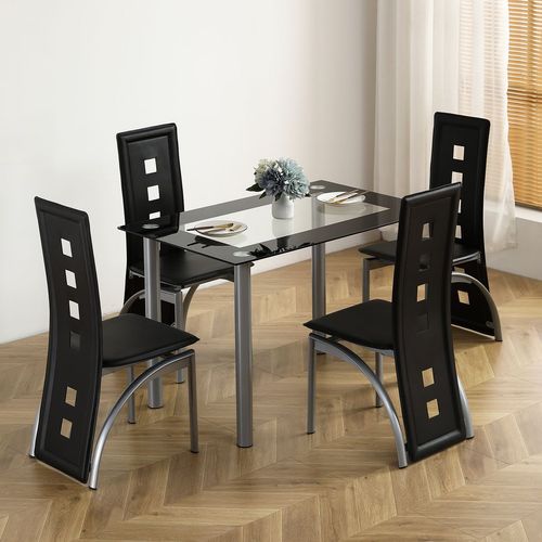 Elegant 110cm Tempered Glass Dining Table - Durable & Stylish Design