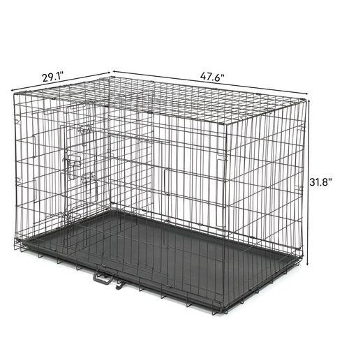 48-Inch Folding Steel Pet Kennel Crate for Dogs & Cats - Durable & Secure!