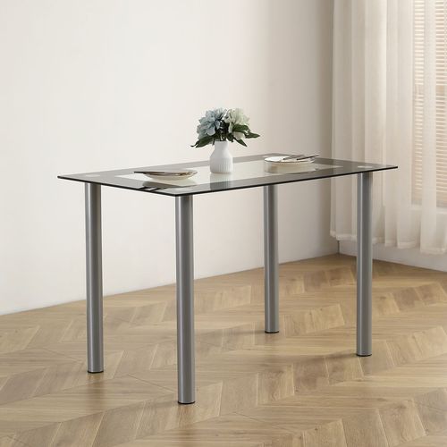 Elegant 110cm Tempered Glass Dining Table - Durable & Stylish Design