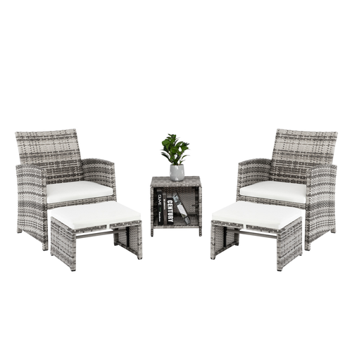 Stylish Gray Gradient 5-Piece Sofa Set with Chairs, Footstools & Coffee Table