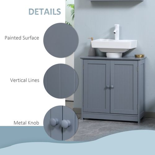 Modern Grey Bathroom Cabinet with Adjustable Shelf - Stylish Storage Solution