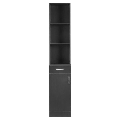 Elegant Black Wall Cabinet with 3 Compartments - Bathroom Storage Solutions