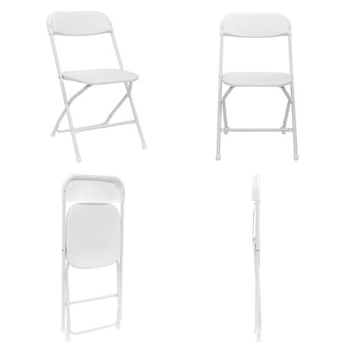 Set of 4 Sturdy White Folding Chairs - Perfect for Events & Easy Storage!