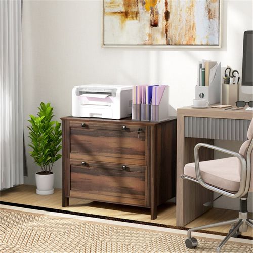 Versatile Brown File Cabinet with Lock, Adjustable Storage & Sturdy Design