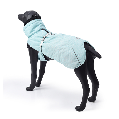 Warm Waterproof Dog Winter Jacket with Reflective Trim - Size L, Blue