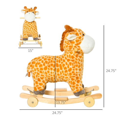 Yellow Plush Giraffe Rocking Horse for Kids Ages 3-6 - Fun & Engaging!