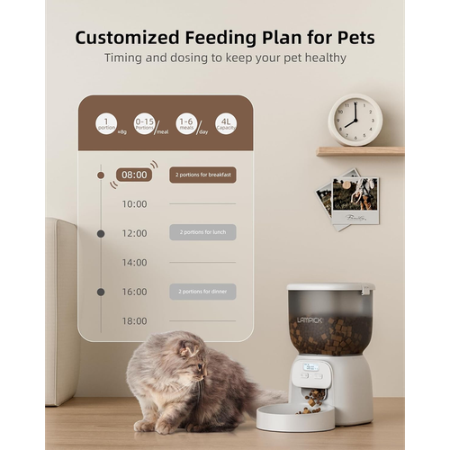 Smart Automatic Cat Feeder: 4L Capacity, 6 Meals/Day, Dual Power Supply, Easy Clean