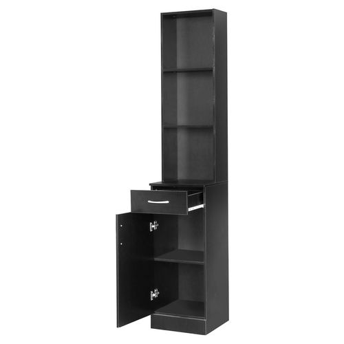 Elegant Black Wall Cabinet with 3 Compartments - Bathroom Storage Solutions