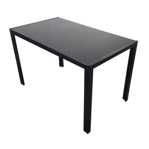 Stylish Black Tempered Glass & Iron Dining Table for Four - Easy Assembly