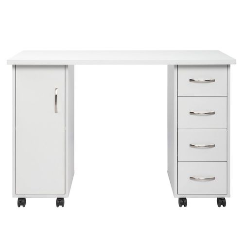 Elegant White Manicure Nail Table with Drawer - Durable & Stylish Design