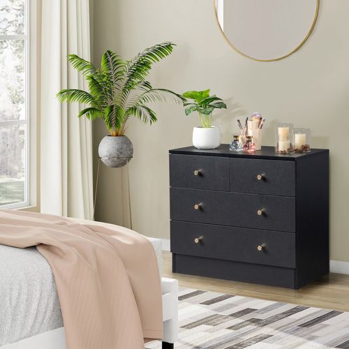 Chic Black 4-Drawer Dresser - Elegant Storage Solution for Any Room