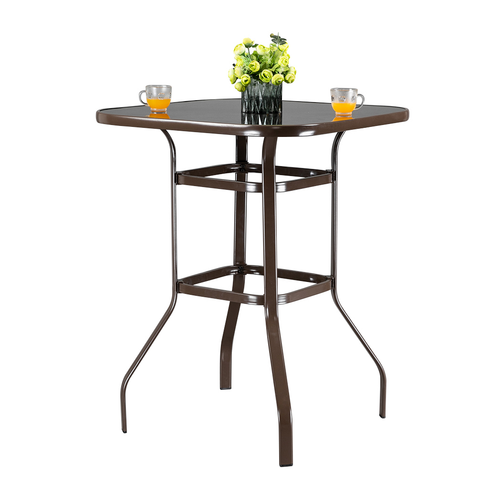 Elegant Wrought Iron & Glass High Bar Table for Patio and Dining Spaces