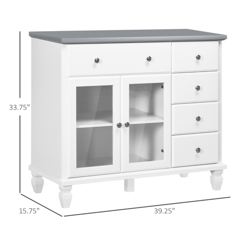 Elegant Kitchen Sideboard with Glass Doors & Ample Storage Space