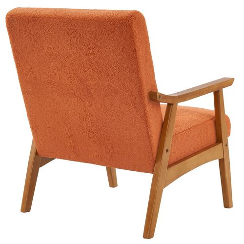 Burnt Orange Velvet Lounge Chair with Solid Wood Frame - Stylish Comfort