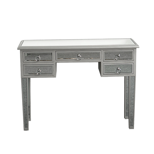 Illusions Mirrored Entryway Console – Glamorous 5-Drawer Storage Table