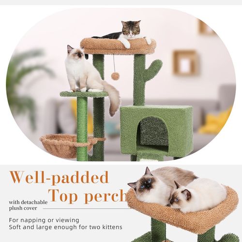 Cactus Cat Tower: Plush Perch & Cozy Hammock for Happy Indoor Cats