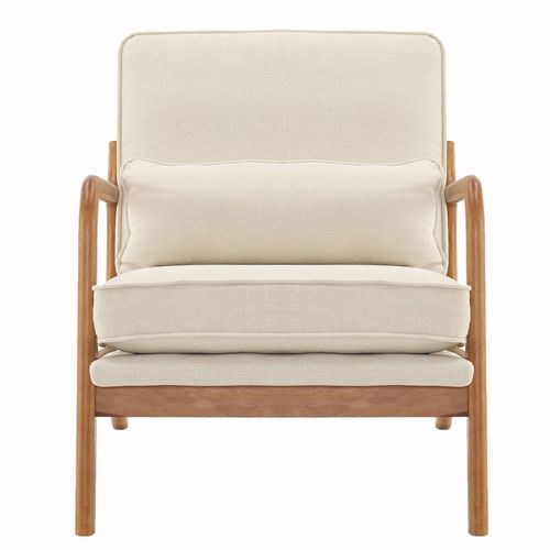 Chic Off-White Oak Armrest Lounge Chair - Mid-Century Modern Comfort