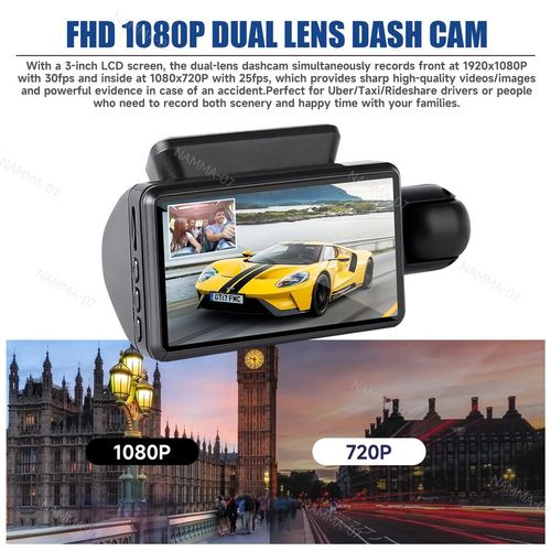 High-Definition 1080P Dual Lens Car Dash Cam with G-Sensor & Night Vision