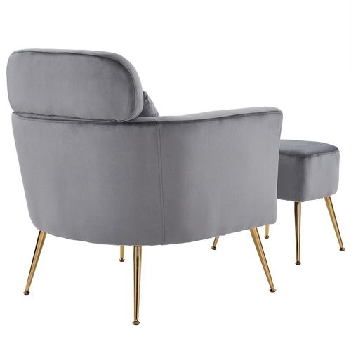 Chic Dark Gray Flannelette Chair with Gold Feet - Stylish Leisure Essential