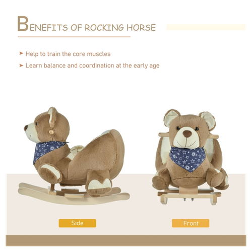 Enchanting Bear Rocking Horse with Lullaby - Safe & Sturdy Fun for Toddlers