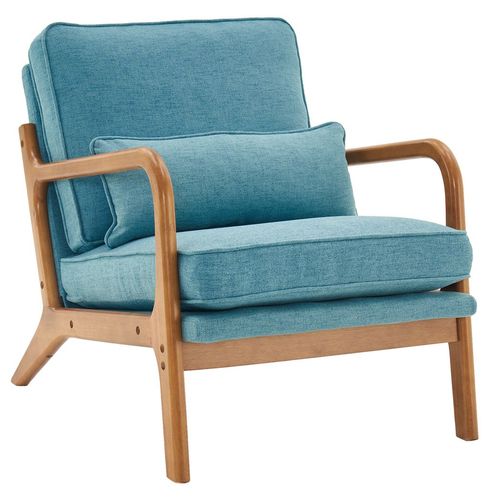 Teal Teak Armrest Lounge Chair - Mid-Century Modern Comfort for Any Space