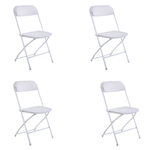 Set of 4 Sturdy White Folding Chairs - Perfect for Events & Easy Storage!