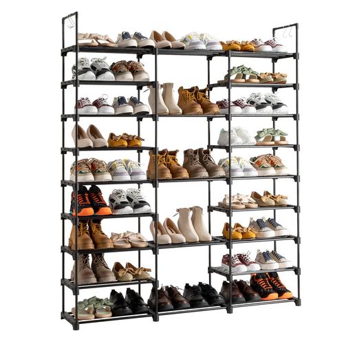 9-Tier Shoe Rack: Spacious Organizer Holds 50-55 Pairs, Versatile & Durable!