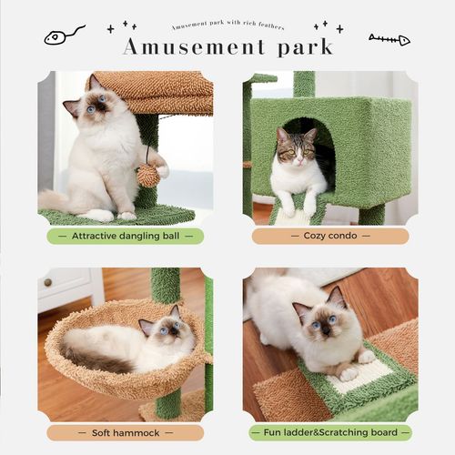 Cactus Cat Tower: Plush Perch & Cozy Hammock for Happy Indoor Cats