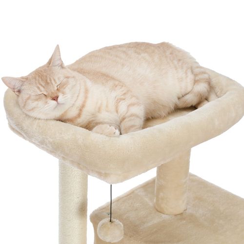 Luxury Compact Cat Tree with Double Condos & Spacious Perch – Beige