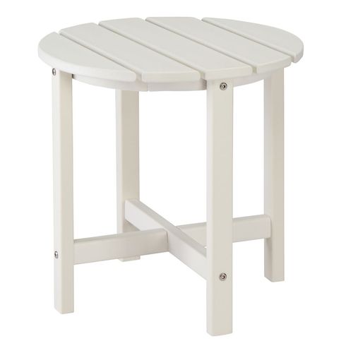 Elegant White HDPE Round Side Table - Versatile 46cm Decor Piece