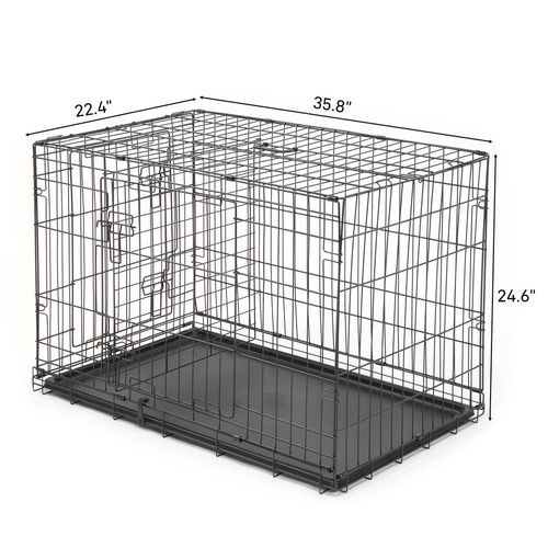 Deluxe 36-Inch Foldable Pet Kennel - Secure Steel Crate for Cats & Dogs