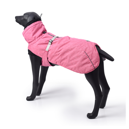 Stylish Waterproof Dog Winter Jacket with Reflective Trim - Pink, Size L