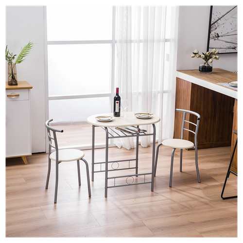 Stylish PVC Breakfast Table Set with 2 Chairs - Space-Saving & Durable Design