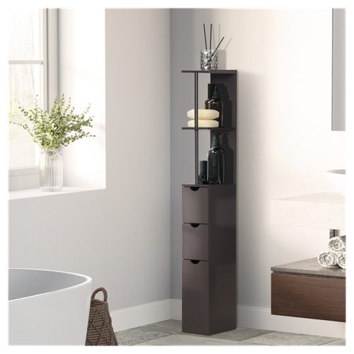 Elegant Brown Bathroom Storage Cabinet - Slim & Modern Design